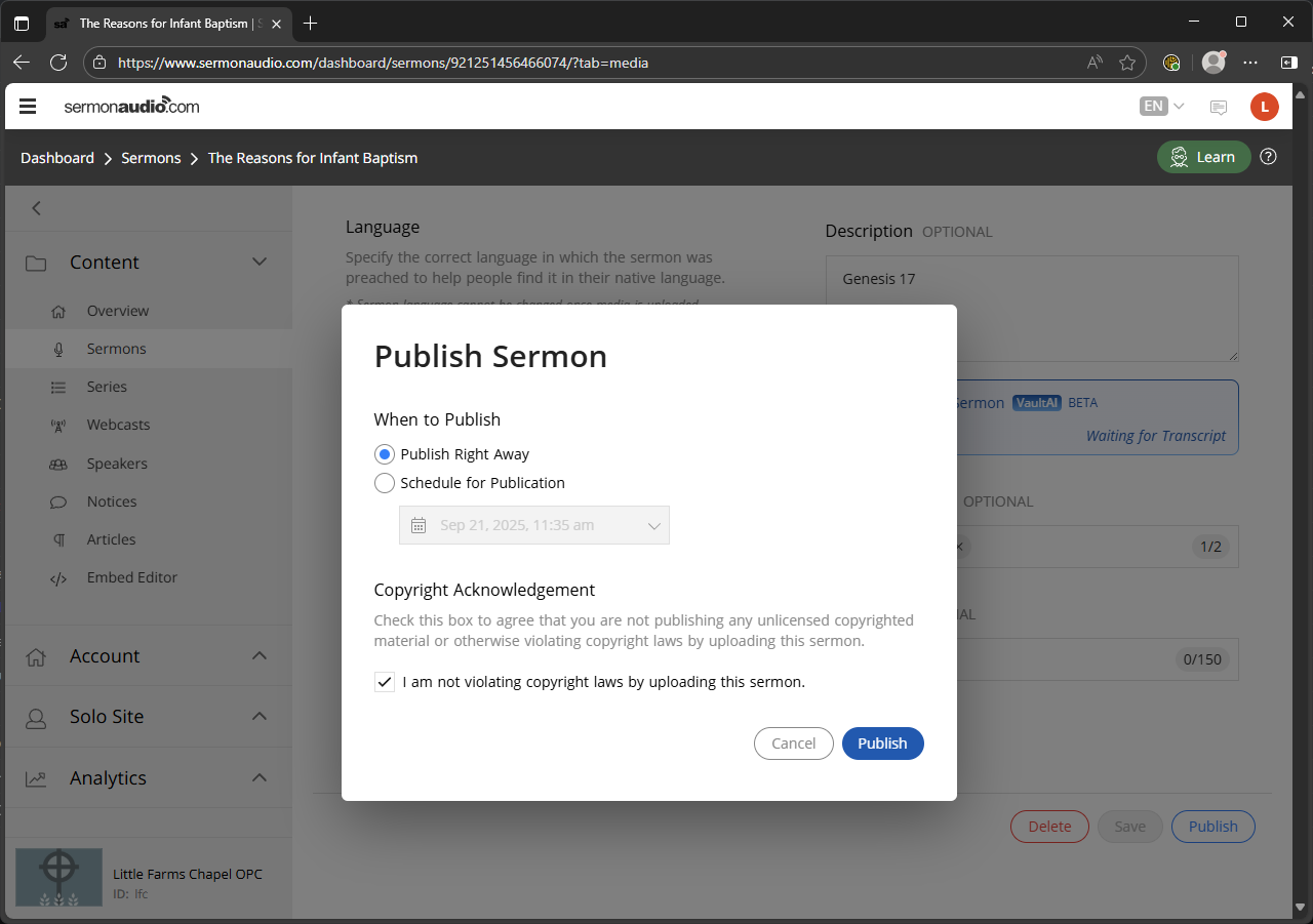 Publish step 1