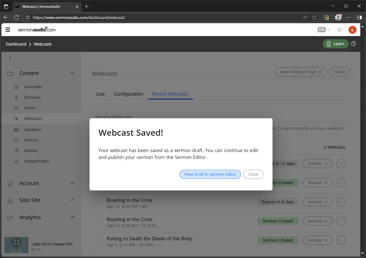 Watch page details